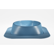 Набір миска Fiboo синя, розмір M із антиковзким килимком під миску блакитним