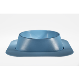 Набір миска Fiboo синя, розмір M із антиковзким килимком під миску блакитним