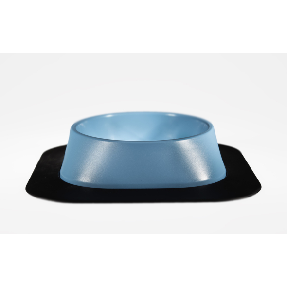 Набір миска Fiboo синя, розмір M із антиковзким килимком під миску чорним