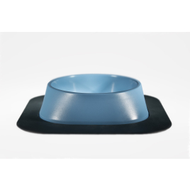 Набір миска Fiboo синя, розмір M із антиковзким килимком під миску темно-сірим