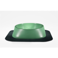 Набір миска Fiboo зелена, розмір M із антиковзким килимком під миску темно-сірим