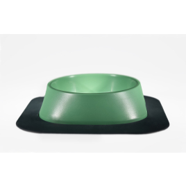 Набір миска Fiboo зелена, розмір M із антиковзким килимком під миску темно-сірим