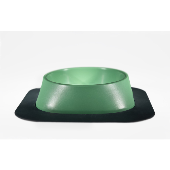 Набір миска Fiboo зелена, розмір M із антиковзким килимком під миску темно-сірим
