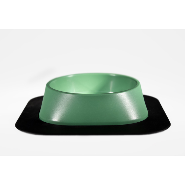 Набір миска Fiboo зелена, розмір M із антиковзким килимком під миску чорним