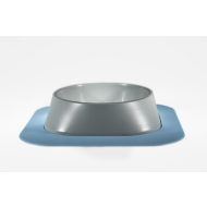 Набір миска Fiboo світло-сіра, розмір M із антиковзким килимком під миску блакитним