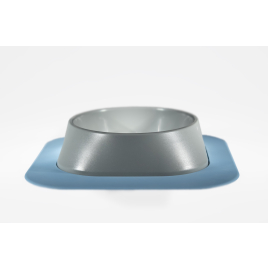 Набір миска Fiboo світло-сіра, розмір M із антиковзким килимком під миску блакитним