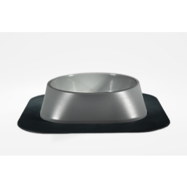 Набір миска Fiboo світло-сіра, розмір M із антиковзким килимком під миску темно-сірим