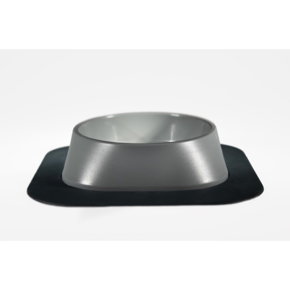 Набір миска Fiboo світло-сіра, розмір M із антиковзким килимком під миску темно-сірим