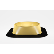 Набір миска Fiboo жовта, розмір M із антиковзким килимком під миску чорним