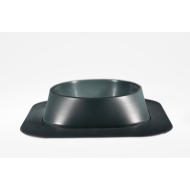 Набір миска Fiboo темно-сіра, розмір M із антиковзким килимком під миску темно-сірим