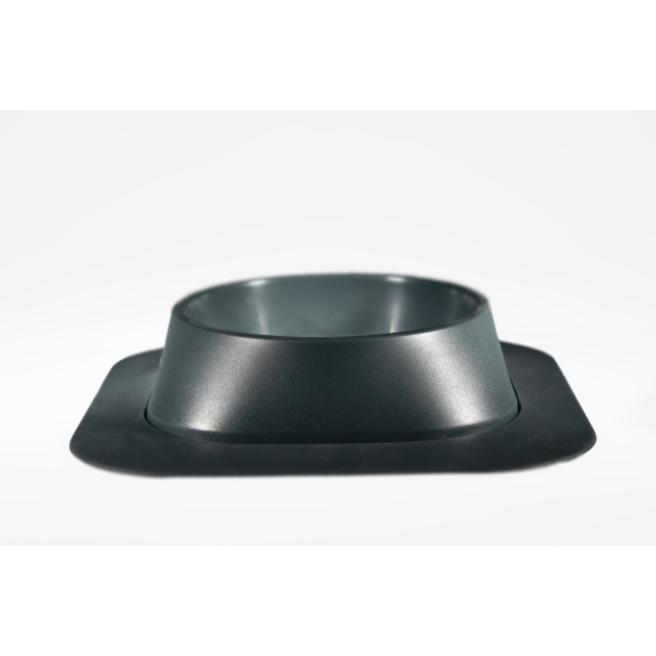 Набір миска Fiboo темно-сіра, розмір M із антиковзким килимком під миску темно-сірим