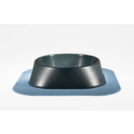 Набір миска Fiboo темно-сіра, розмір M із антиковзким килимком під миску блакитним
