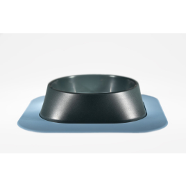 Набір миска Fiboo темно-сіра, розмір M із антиковзким килимком під миску блакитним