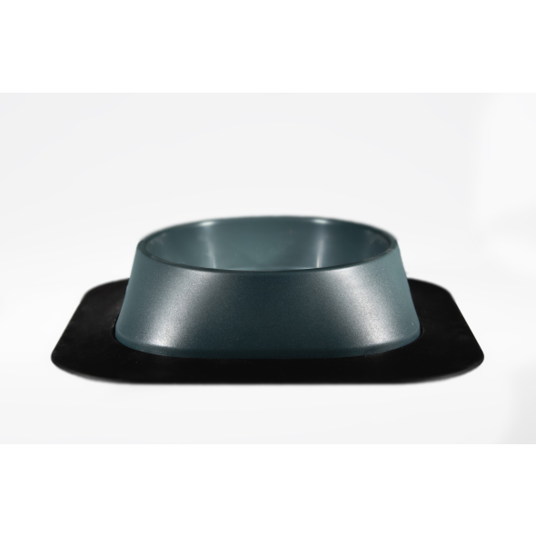 Набір миска Fiboo темно-сіра, розмір M із антиковзким килимком під миску чорним