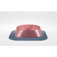 Набір миска Fiboo рожева, розмір S із антиковзким килимком під миску, блакитним