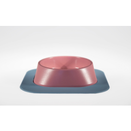 Набір миска Fiboo рожева, розмір S із антиковзким килимком під миску, блакитним