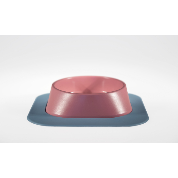 Набір миска Fiboo рожева, розмір S із антиковзким килимком під миску, блакитним