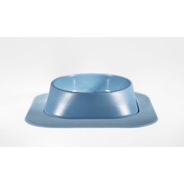 Набір миска Fiboo синя, розмір S із антиковзким килимком під миску блакитним