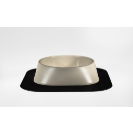 Набір миска Fiboo бежева, розмір S із антиковзким килимком під миску чорним