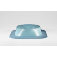 Набір миска Fiboo блакитна, розмір S із антиковзким килимком під миску блакитним