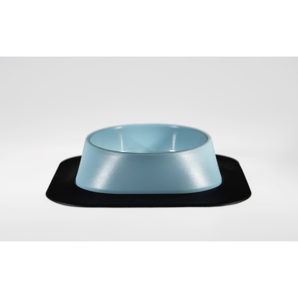 Набір миска Fiboo блакитна, розмір S із антиковзким килимком під миску чорним