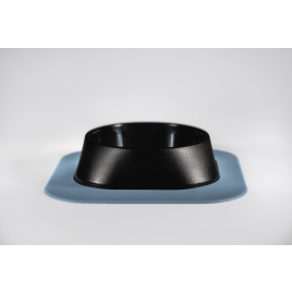 Набір миска Fiboo чорна, розмір S із антиковзким килимком під миску блакитним