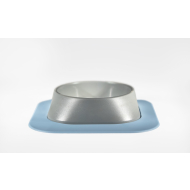 Набір миска Fiboo світло-сіра, розмір S із антиковзким килимком під миску блакитним