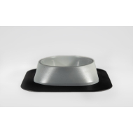 Набір миска Fiboo світло-сіра, розмір S із антиковзким килимком під миску чорним