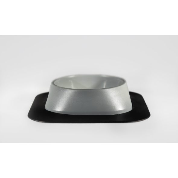 Набір миска Fiboo світло-сіра, розмір S із антиковзким килимком під миску чорним