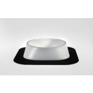 Набір миска Fiboo біла, розмір S із антиковзким килимком під миску чорним
