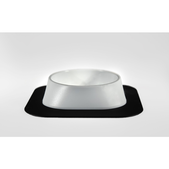 Набір миска Fiboo біла, розмір S із антиковзким килимком під миску чорним