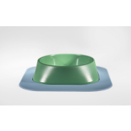 Набір миска Fiboo зелена, розмір S із антиковзким килимком під миску блакитним