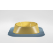 Набір миска Fiboo жовта, розмір S із антиковзким килимком під миску блакитним
