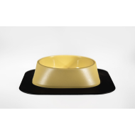 Набір миска Fiboo жовта, розмір S із антиковзким килимком під миску чорним