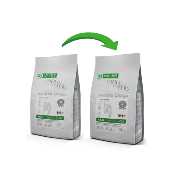Nature's Protection Superior Care White Dogs Grain Free Insect Adult Small Breeds Сухий беззерновий корм для дорослих собак малих порід з протеїном комах, 1,5 кг - 1